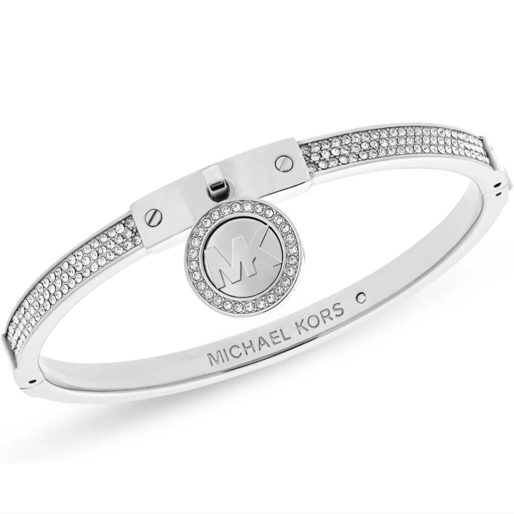 NEW Michael Kors Bracelet Wristlet IP Silver Crystal